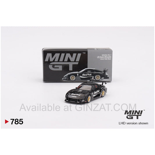 MAZDA RX-7 LB-Super Silhouette Liberty Walk Black, MINI GT No.785 diecast model car