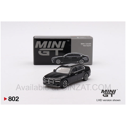 BMW i7 eDrive50 Black Sapphire, MINI GT No.802 diecast model car