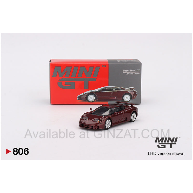 Bugatti EB110 GT Dark Red Metallic, MINI GT No.806 diecast model car