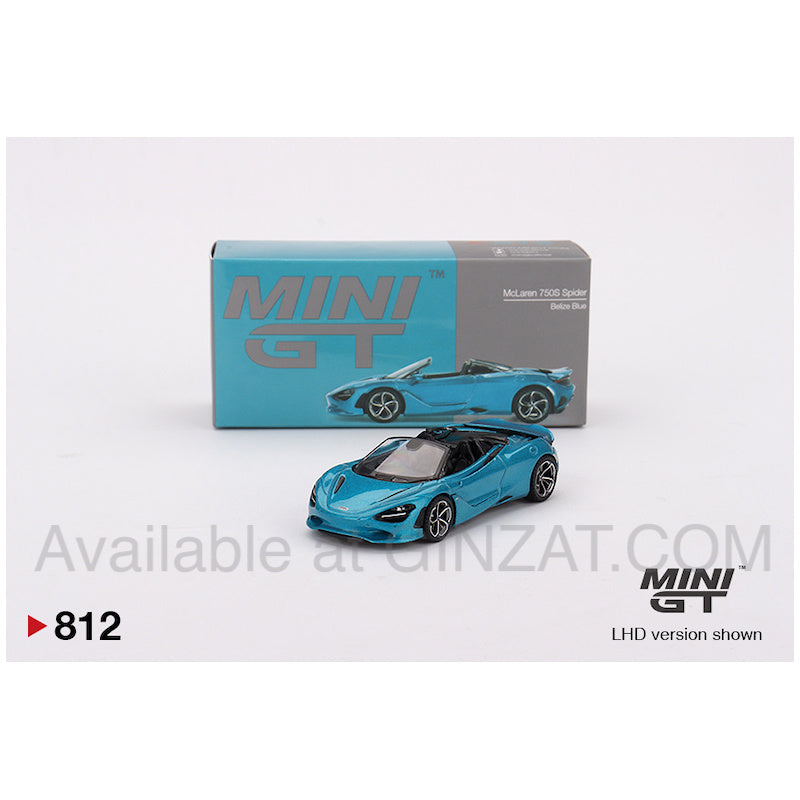 McLaren 750S Spider Belize Blue, Mini GT No. 812 diecast model car