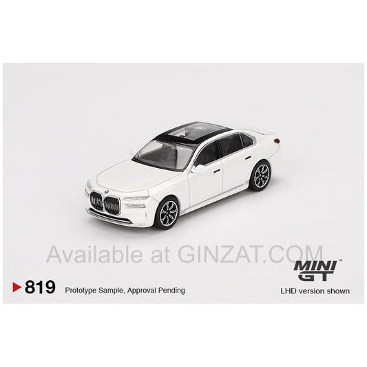 BMW i7 xDrive60 Mineral White, Mini GT No. 819 diecast model car