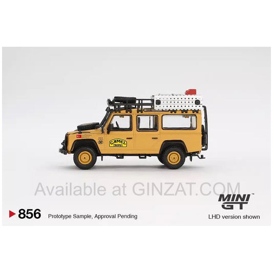 Land Rover Defender 110  1989 Camel Trophy Amazon Team Turkey Turkey Exclusive (Blisted Pack), Mini GT No. 856 diecast model car