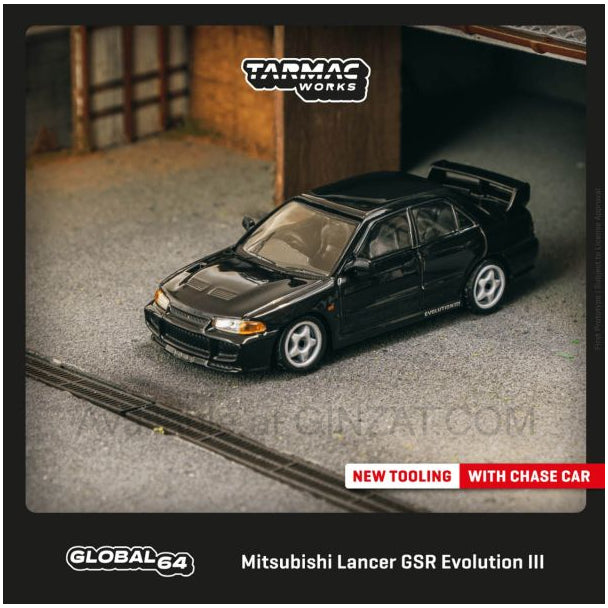 Mitsubishi Lancer GSR Evolution III Black, Tarmac Works diecast model car