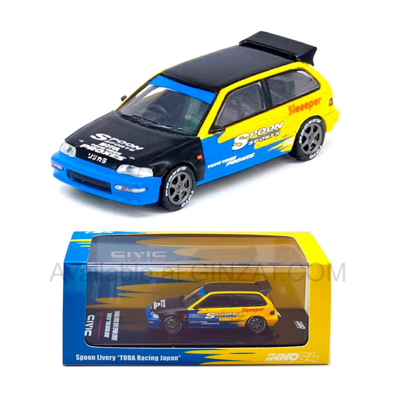 HONDA Civic EF9 Spoon Livery Tuned by "Toda Racing Japan", INNO64 diecast model car