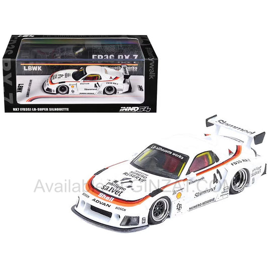 Mazda RX7 (FD3S) LB-WORKS Super Silhouette White, INNO64 diecast model car