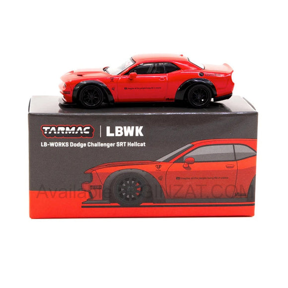 LB-WORKS Dodge Challenger SRT Hellcat Red, Tarmac Works 1/64 diecast model car