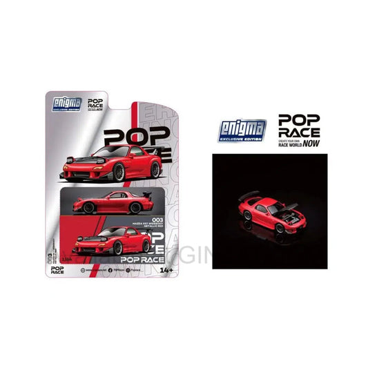 Mazda RX-7 Widebody Metallic Red, POP RACE x Enigma diecast model car