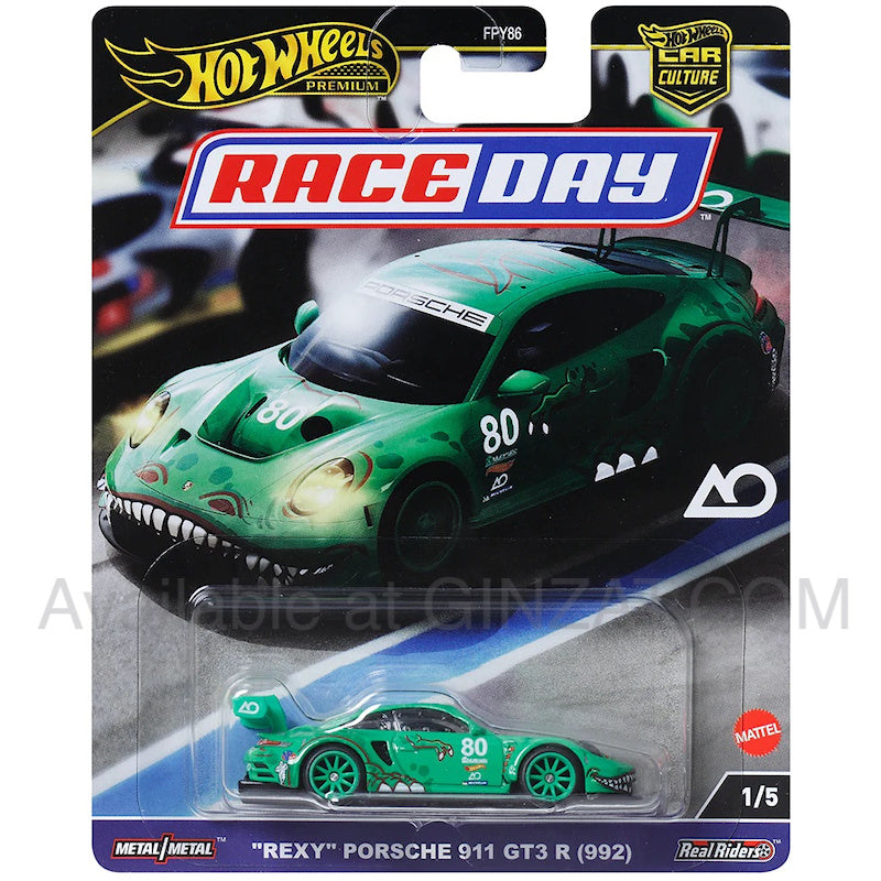 "REXY" Porsche 911 GT3 R (992), Hot Wheels Premium  (Race Day) diecast model car