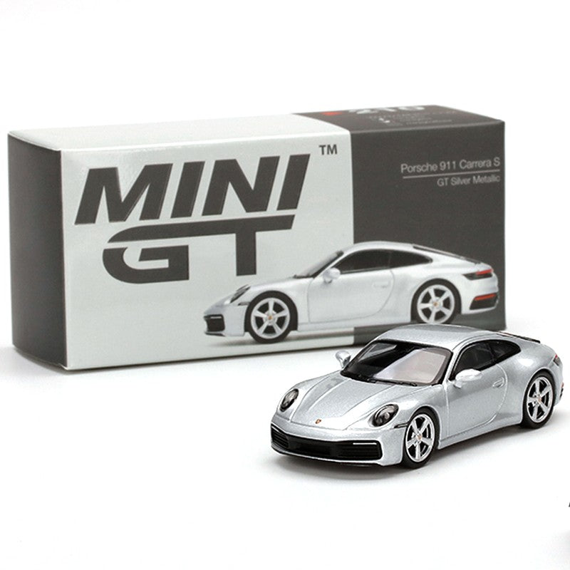 PORSCHE 911 Carrera 4S, GT Silver Metallic, MINI GT No.303 diecast model car