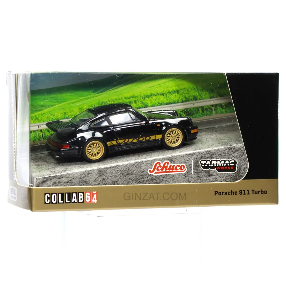 PORSCHE 911 Turbo Black, Tarmac Works x Schuco diecast model car