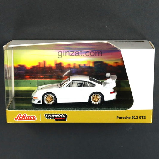 Porsche 911 GT2 White, Tarmac Works x Schuco diecast model car