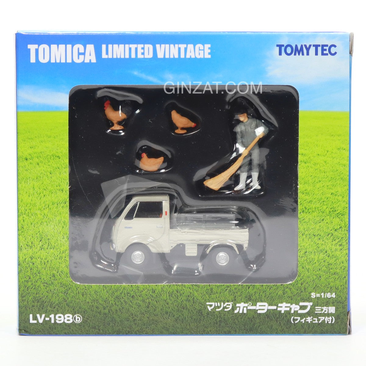 MAZDA Porter Cab (white) with figure, TOMYTEC Tomica Limited Vintage LV-198b diecast models scale 1/64