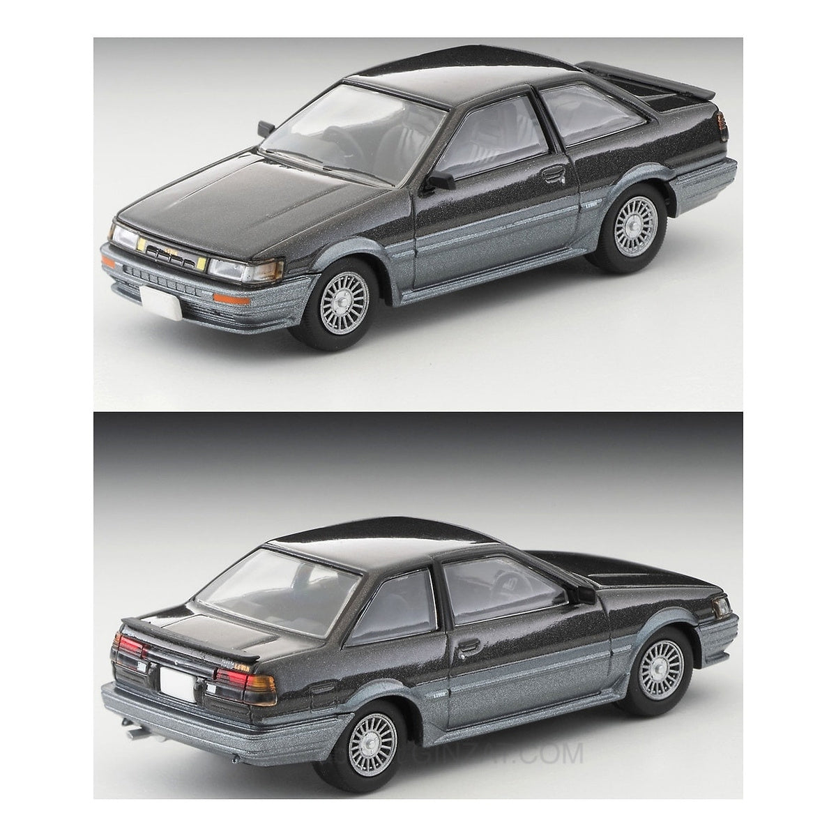 Toyota Corolla Levin 2 door GT-APEX 1985 Black/Grey, Tomytec Tomica Limited Vintage Neo diecast model car LV-N304b 