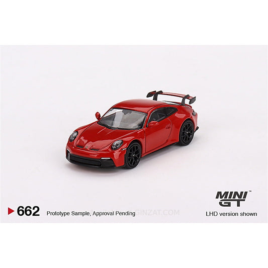 Porsche 911 (992) GT3 Guards Red, Mini GT No. 662 diecast model car