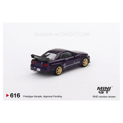 Nissan Skyline GT-R R34 Tommykaira R-z Midnight Purple, Mini GT No. 616 diecast model car