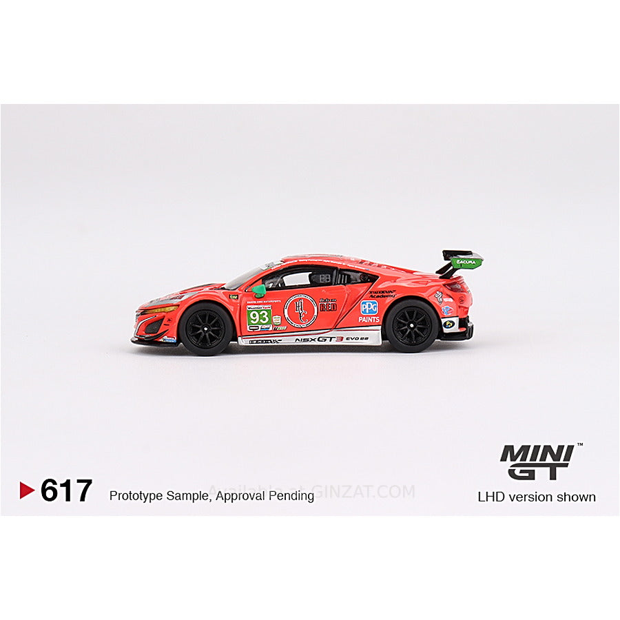 Acura NSX GT3 EVO22 IMSA Daytona 24h 2023 #93 WTR Racers Edge Motorsports, Mini GT No. 617 diecast model car