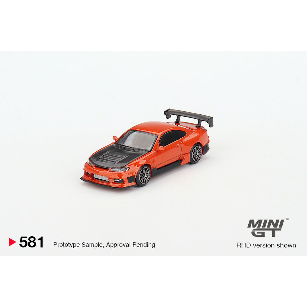 Nissan Silvia S15 D-MAX Metallic Orange, MINI GT Diecast Model Car No.581