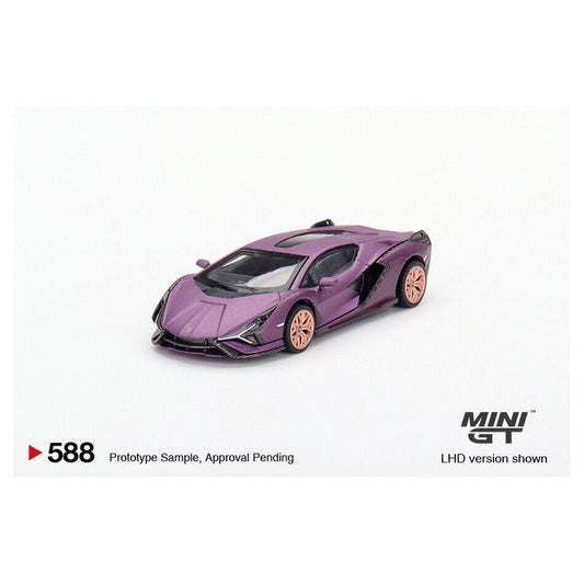 Lamborghini Sian FKP 37 SE30 Matte Viola (LHD) Hong Kong Exclusive, Mini GT No. 588 diecast model car