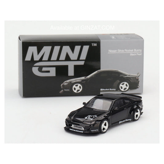 Nissan Silvia S15 Rocket Bunny Black Pearl, MINI GT No. 602 diecast model car