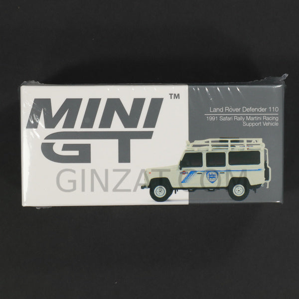 Land Rover Defender 110 1991 Safari Rally Martini Racing Support Vehicle, Mini GT No. 558 diecast model car