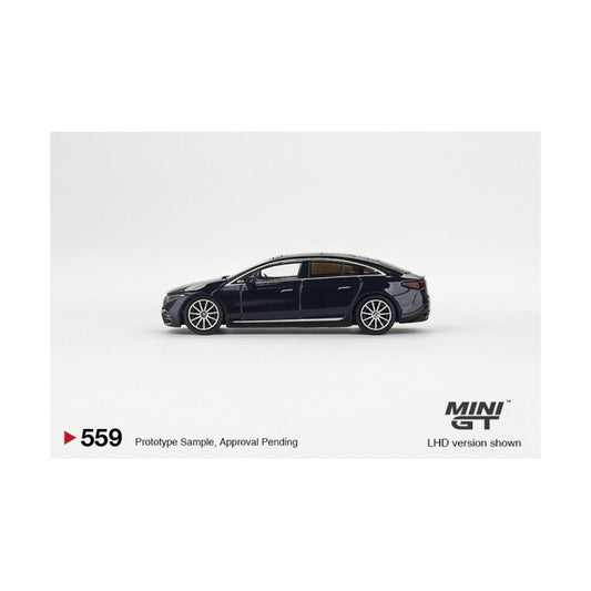 Mercedes-Benz EQS 580 4MATIC Natural Blue Metallic (RHD), Mini GT No. 559 diecast model car