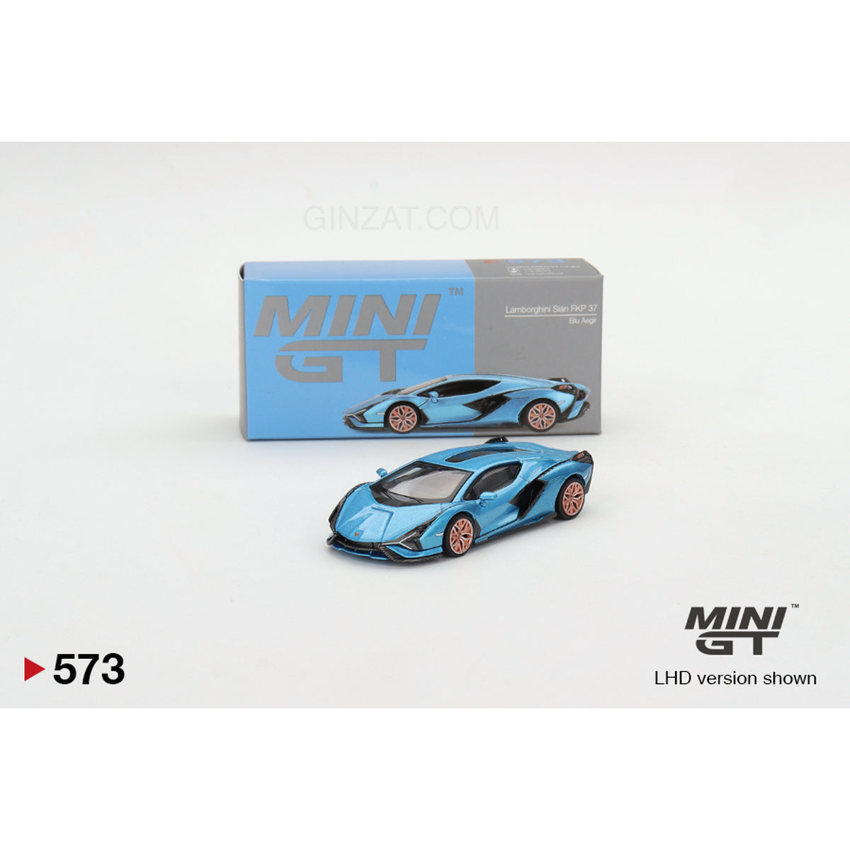 Lamborghini Sian FKP37 Blu Aegir, Mini GT No.573 diecast model car