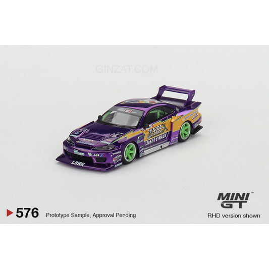 LB-Super Silhouette Nissan S15 Silvia #555 2022 Formula Drift Japan, Mini GT No. 576 diecast model car