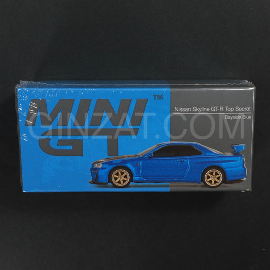 Nissan Skyline GT-R R34 Top Secret Bayside Blue, MINI GT No.531 diecast model