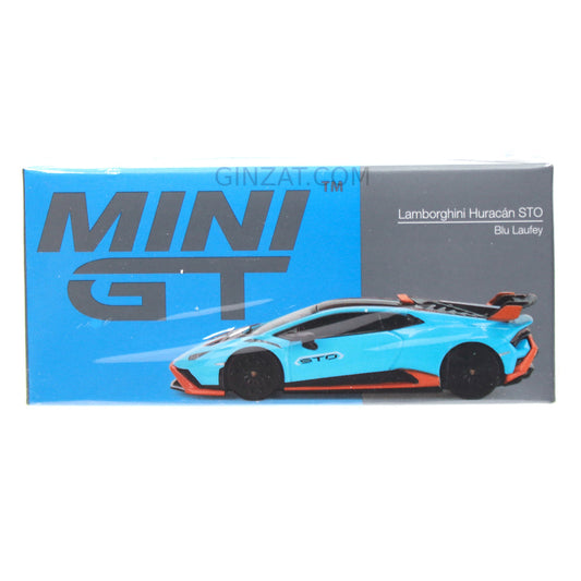 LAMBORGHINI Huracan STO Blu Laufey, Mini GT No.475 diecast model car