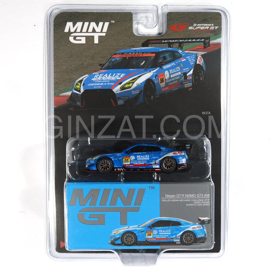 Nissan GT-R Nismo GT3 #56 Realize Nissan Mechanic Challenge GT-R Kondo Racing Super GT 2022 Series, Mini GT No. 486 diecast model car