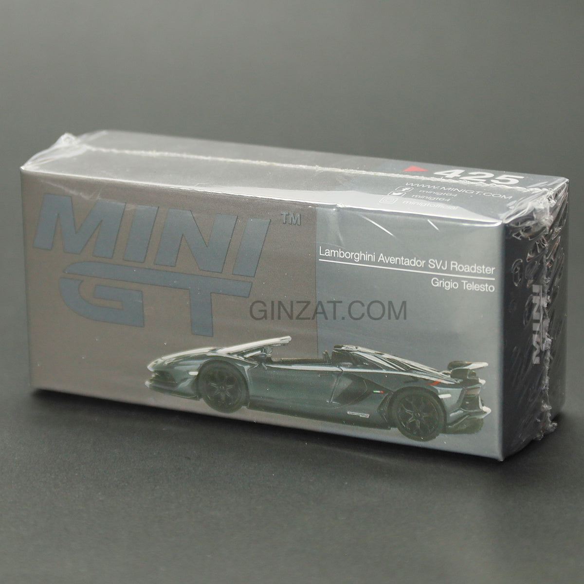 LAMBORGHINI Aventador SVJ Roadster Grigio Telesto, Mini GT No.425 diecast model car