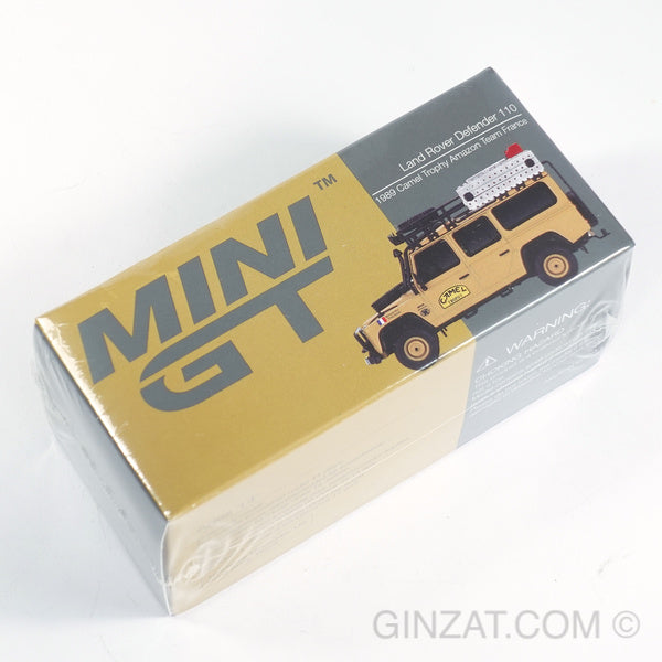 LAND ROVER Defender 110, 1989 Camel Trophy Amazon Team France, MINI GT No.463 diecast model car