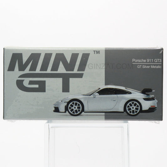 PORSCHE 911 GT3 GT Silver Metallic, Mini GT No.390 diecast model car