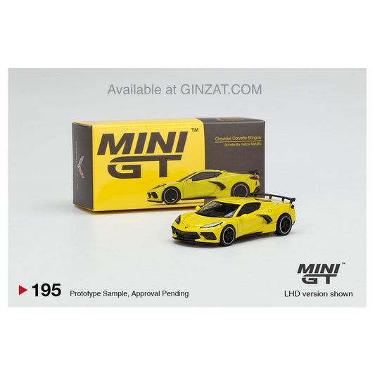 Chevrolet Corvette Stingray Sebring Accelerate Yellow Metallic, MINI GT No.195 diecast model car