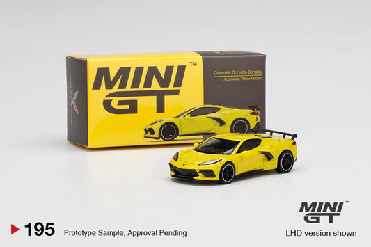 Chervolet Corvette Stingray Accelerate Yellow Metallic, MINI GT No.195 diecast model car