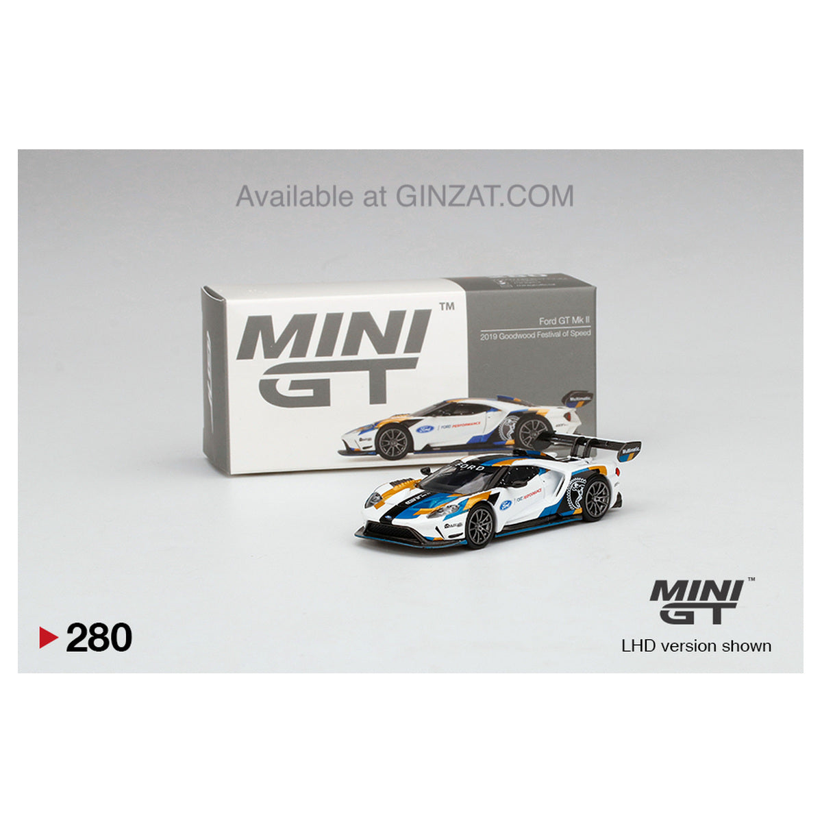 Ford GT Mk II 2019 Goodwood Festival of Speed LHD, Mini GT No. 280 diecast model car