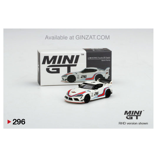 LB Works Toyota GR Supra Martini Racing RHD, Mini GT No. 296 diecast model car