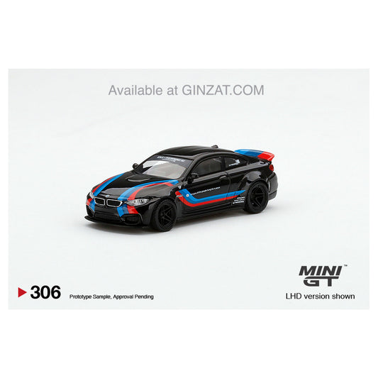 LB Works Mijo Exclusives BMW M4 Black W/ M Stripe LHD (Limited 1 of 7800), Mini GT No. 306 diecast model car