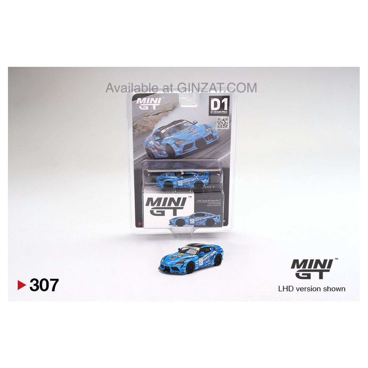 Japan Exclusive HKS Toyota GR Supra No.77 Fat Five Racing 2020 D1 Grand Prix RHD, Mini GT No.307 diecast model car