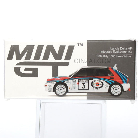 Lancia Delta HF Integrale Evoluzione #3 1992 Rally 1000 Lakes Winner, Mini GT diecast model car