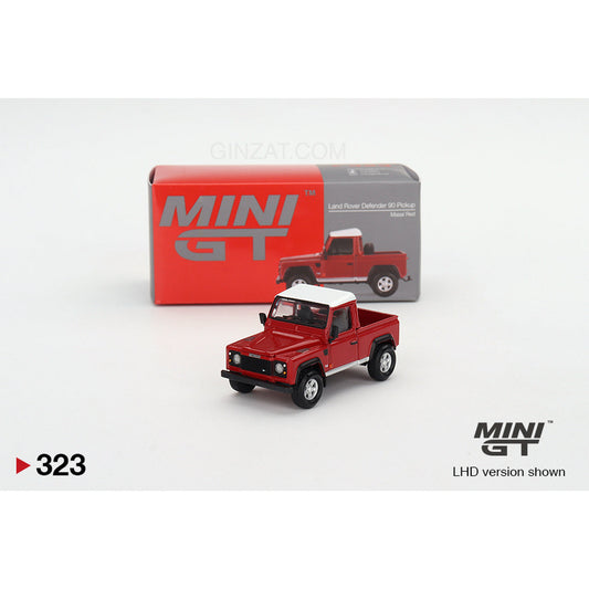 Land Rover Defender 90 Pickup Masai Red, Mini GT No.323 diecast model car