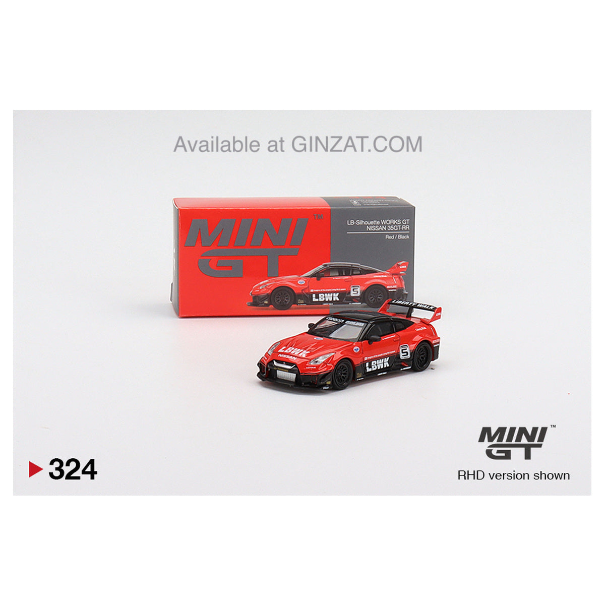 LB-Silhouette Works GT Nissan 35GT-RR Red/Black, Mini GT No. 324 diecast model car