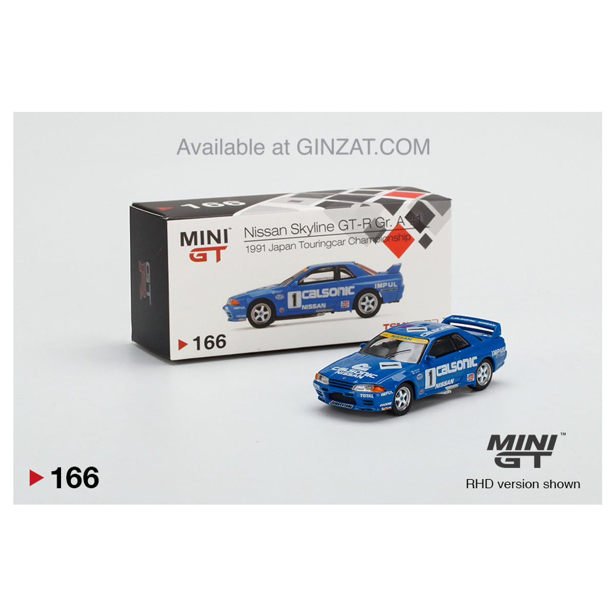 NISSAN Skyline GT-R Gr.A #1 1991 Japan Touring Car Championship, MINI GT No.166 diecast model car