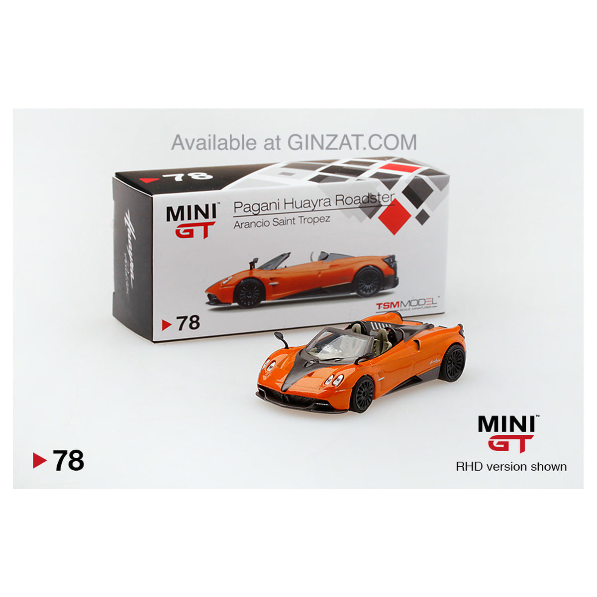 Pagani Huayra Roadster Arancio Saint Tropez, MINI GT No.78 diecast model car