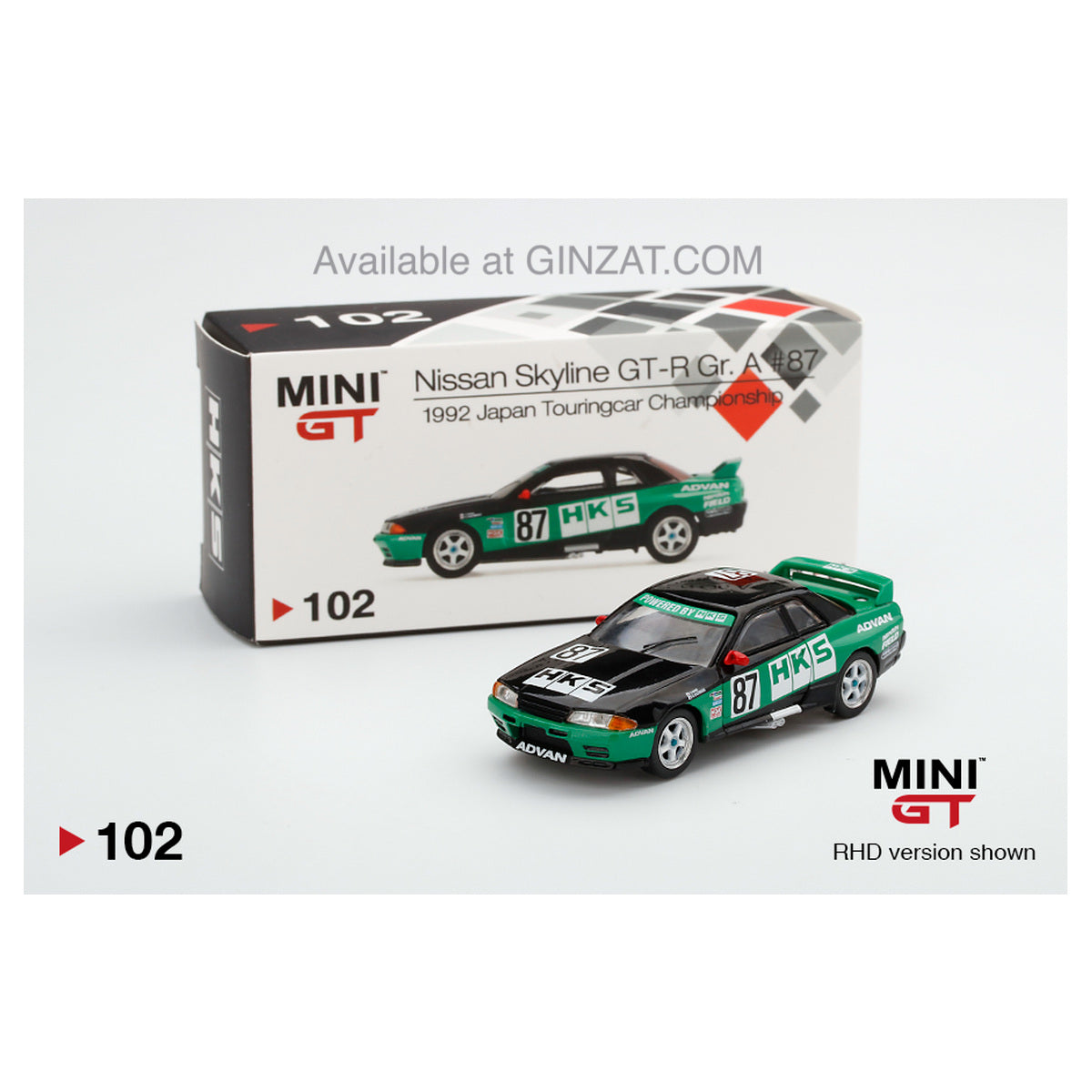 NISSAN Skyline GT-R Gr.A #87 1992 Japan Touring Car Championship, MINI GT No.102 diecast model car