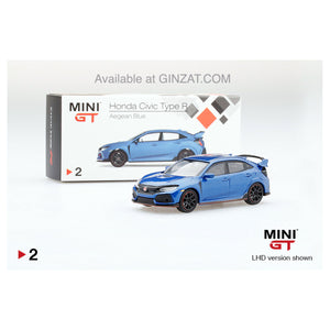 HONDA Civic Type R Aegean Blue, MINI GT No.2 diecast model car