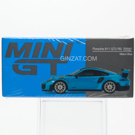 PORSCHE 911 GT2 RS Weissach Package Miami Blue, Mini GT No.344 diecast model car