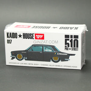 DATSUN 510 Pro Street Greddy Gun Metal Grey, Mini GT X Kaido 017 House diecast model car