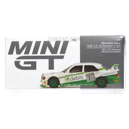 MERCEDES BENZ 190E 2.5 16 Evolution II #20, 1991 DTM Zakspeed, Mini GT No.366 diecast model car