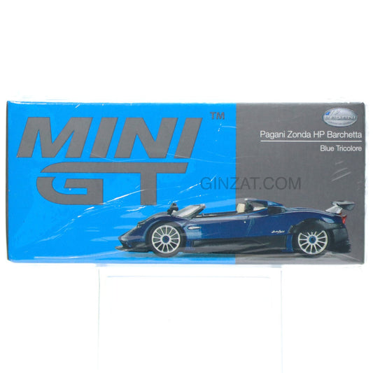 PAGANI Zonda HP Barchetta Blue Tricolore, Mini GT 370 diecast model car